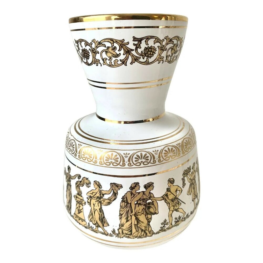 Greek Small Handpainted Gilt Figural Ceramic Vase